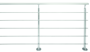 Kit garde corps en alu poli INOLINE L.2m réglable en hauteur de 1,005m à 1,035m poteau fixation à plat - usage int/ext